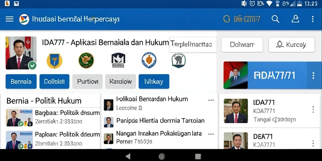 Antarmuka aplikasai berita politik hukum IDA777 yang informatif.