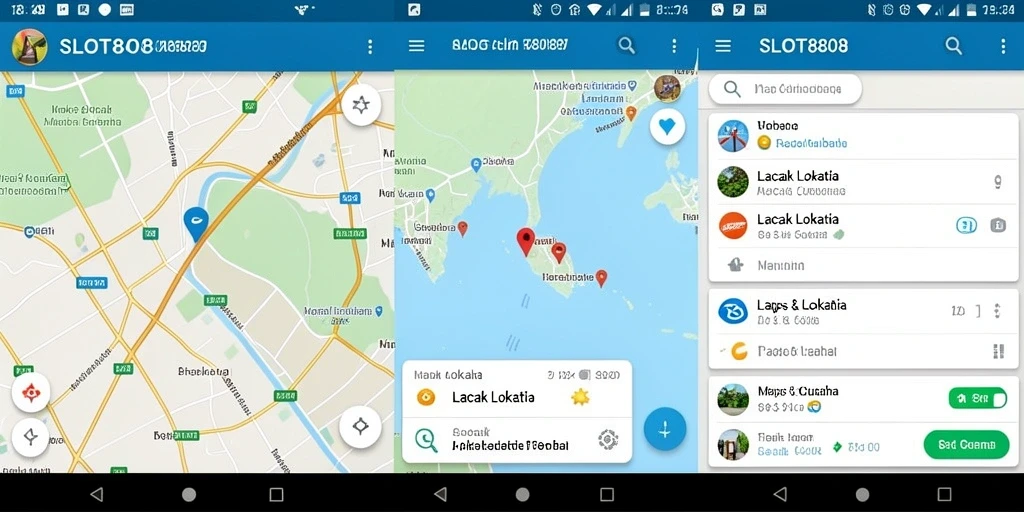 Tampilan antarmuka aplikasi Lacak Lokasi SLOT8808 yang modern.