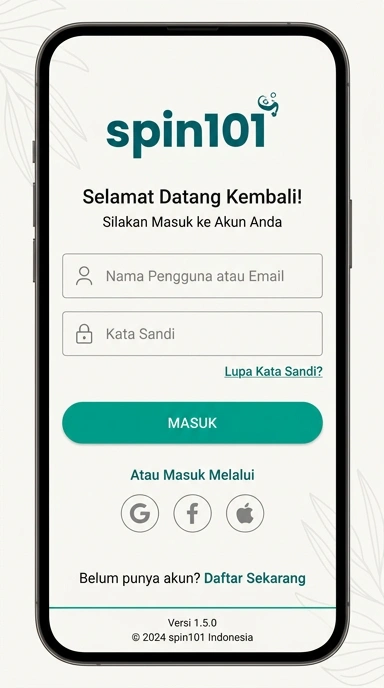 Tampilan halaman login spin101